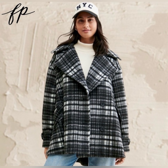 Free People Highlands Wool Blend PeaCoat, MED NWOT - Picture 3 of 8